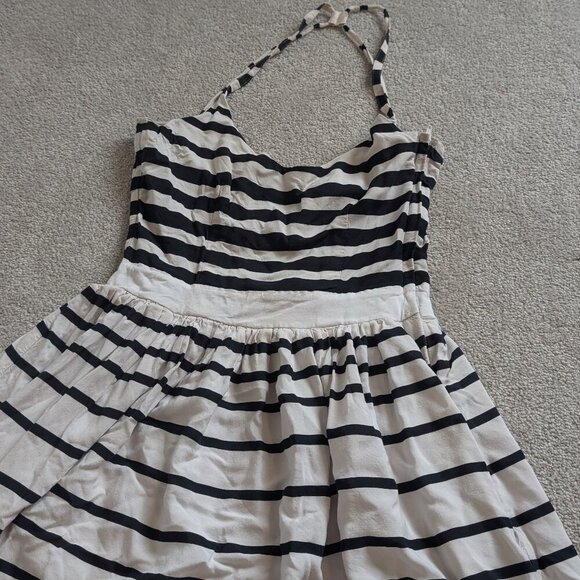 H&M, mini dress, striped, navy blue and white, Size 2 - Picture 2 of 6